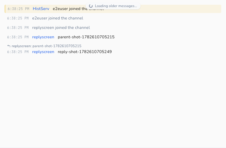 A channel message showing a reply quote with the original author's nick, a text snippet, and a jump arrow